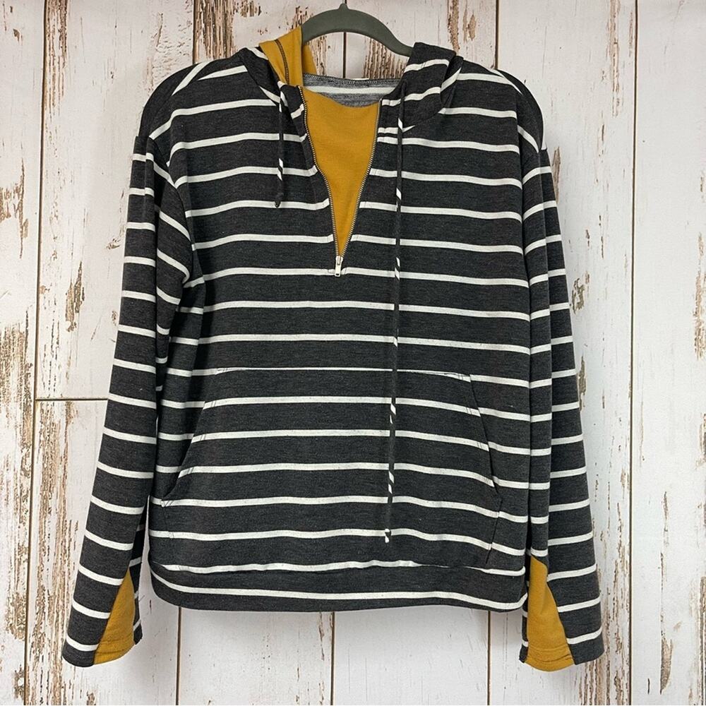 12 PM by Mon Ami, Striped Hooded Sweatshirt. Size Large. Good used condition!